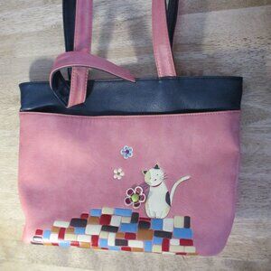 👜 ESPE Cat Print Tote Bag – Vegan Leather 😸🌸